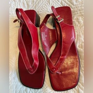 Ladies red sling back sandals